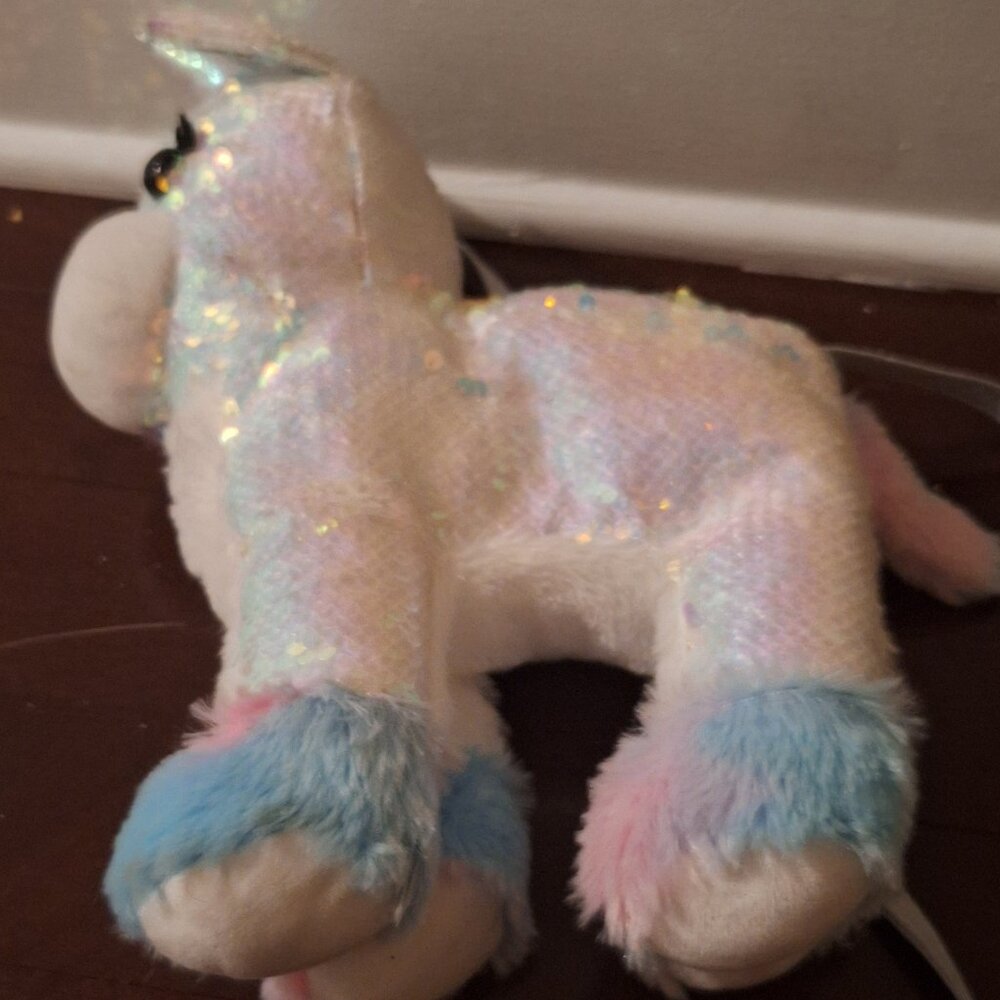 Girls Plush Pink Sequin Unicorn Purse Hand Bag Handbag Rainbow Tie Dye Coin